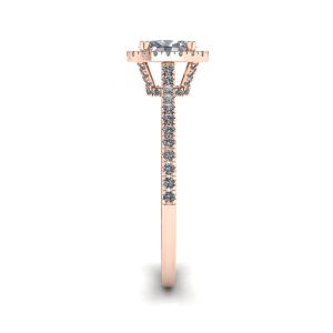 Anillo Halo de diamantes de talla ovalada en oro rosado de 18 quilates - Photo 2