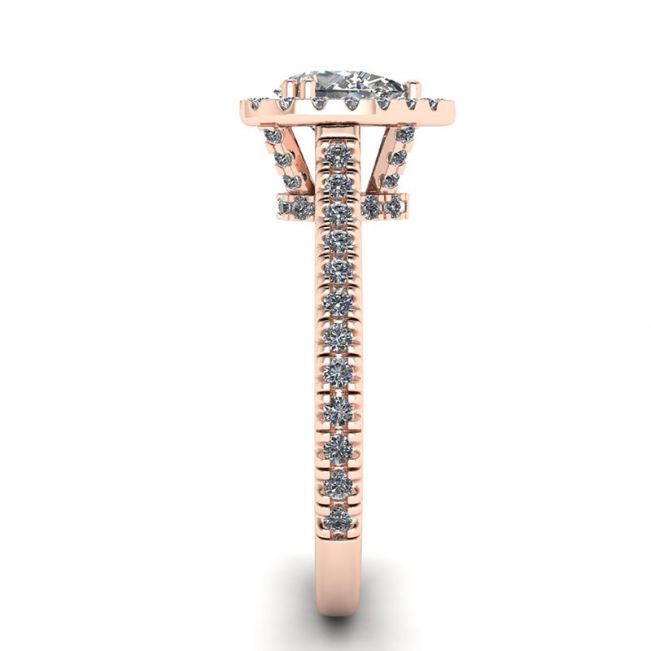 Anillo con halo de diamantes de talla pera en oro rosado de 18 quilates - Photo 2