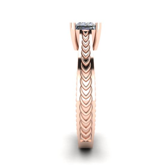 Anillo Estilo Oriental Diamantes Corte Princesa Oro Rosa 18K,  Ampliar imagen 3