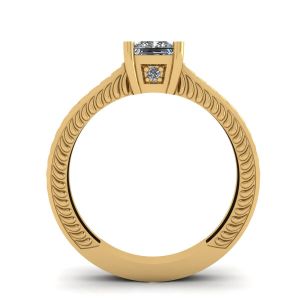 Anillo Estilo Oriental Diamantes Corte Princesa Oro Amarillo 18K - Photo 1