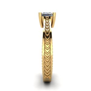 Anillo Estilo Oriental Diamantes Corte Princesa Oro Amarillo 18K - Photo 2