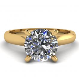 Anillo clásico de diamantes con un diamante en oro amarillo