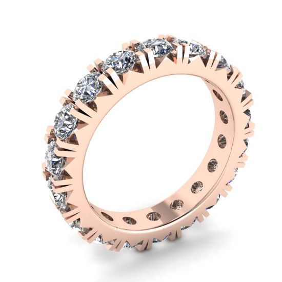 Alianza de diamantes de eternidad de 3 quilates en oro rosado de 18 quilates,  Ampliar imagen 4
