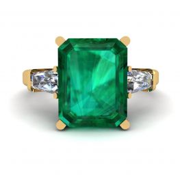 Anillo Esmeralda 3 quilates con Diamantes Laterales Oro Amarillo Baguette Anillo Esmeralda 3 quilates con Diamantes Laterales Oro Amarillo Baguette