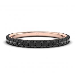 Anillo de eternidad con pavé de diamantes negros en oro rosa