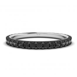 Anillo de eternidad con pavé de diamantes negros en oro blanco