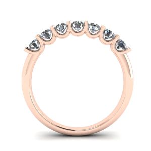 Anillo clásico de siete diamantes redondos en oro rosa - Photo 1