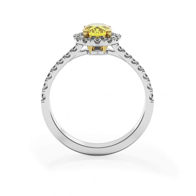 Anillo de diamante amarillo ovalado de 1,13 ct con halo de diamantes - Photo 1