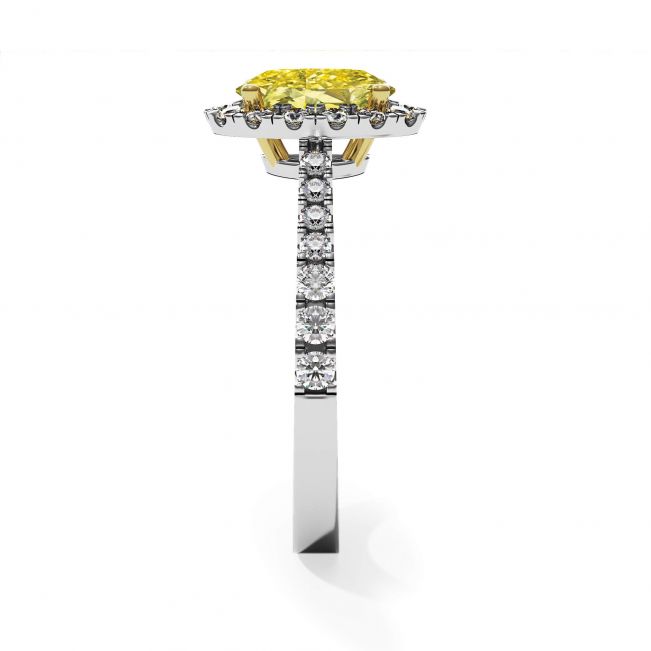 Anillo de diamante amarillo ovalado de 1,13 ct con halo de diamantes - Photo 3