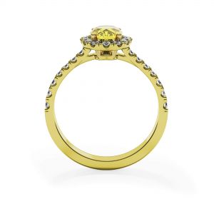 Anillo de diamantes amarillos ovalados de 1,13 ct con halo de oro amarillo - Photo 1