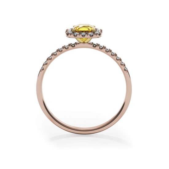 Anillo cojín de diamantes amarillos de 0,5 ct con halo de oro rosa,  Ampliar imagen 2
