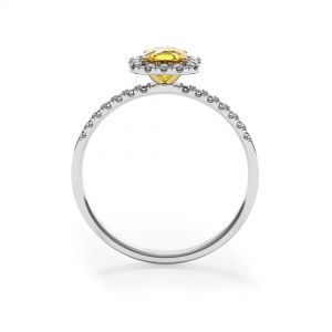 Anillo de diamantes amarillos con halo de cojín de 1/2 quilate - Photo 1