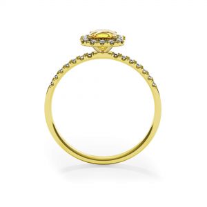 Anillo cojín de diamantes amarillos de 0,5 ct con halo de oro amarillo - Photo 1
