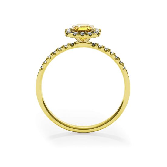 Anillo cojín de diamantes amarillos de 0,5 ct con halo de oro amarillo,  Ampliar imagen 2