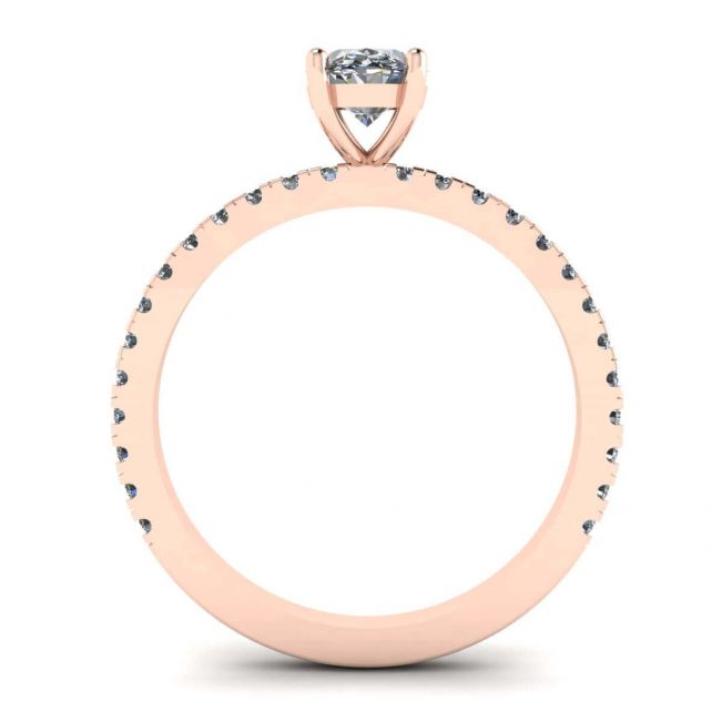 Anillo de diamantes ovalados con pavé en oro rosa - Photo 1