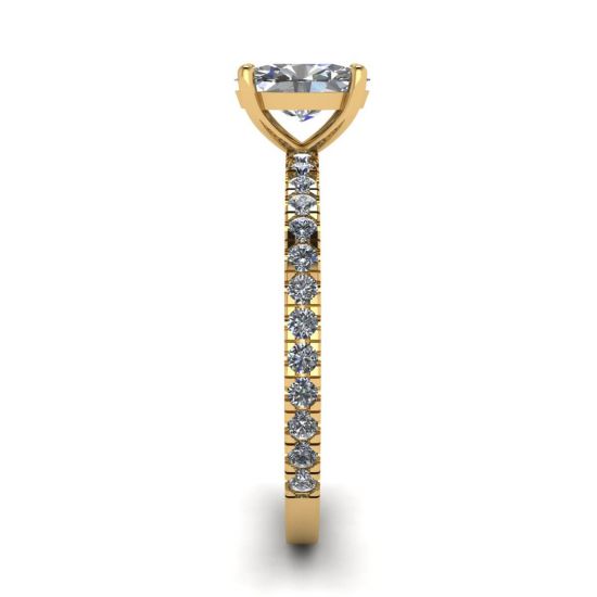 Anillo de diamantes ovalados con pavé en oro amarillo, More Image 1