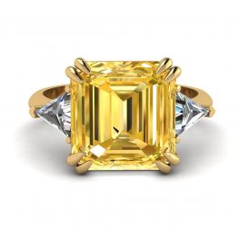 Anillo Zafiro Amarillo Talla Esmeralda Oro Amarillo