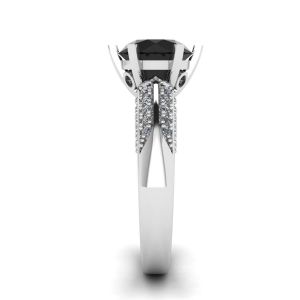 Diamante negro de 6 puntas con anillo pavé de dos colores en oro blanco - Photo 2