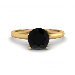 Anillo de engaste en V con diamantes negros en oro amarillo