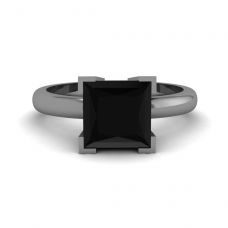 Anillo de rodio negro con diamante negro