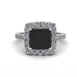 Anillo de diamante negro princesa