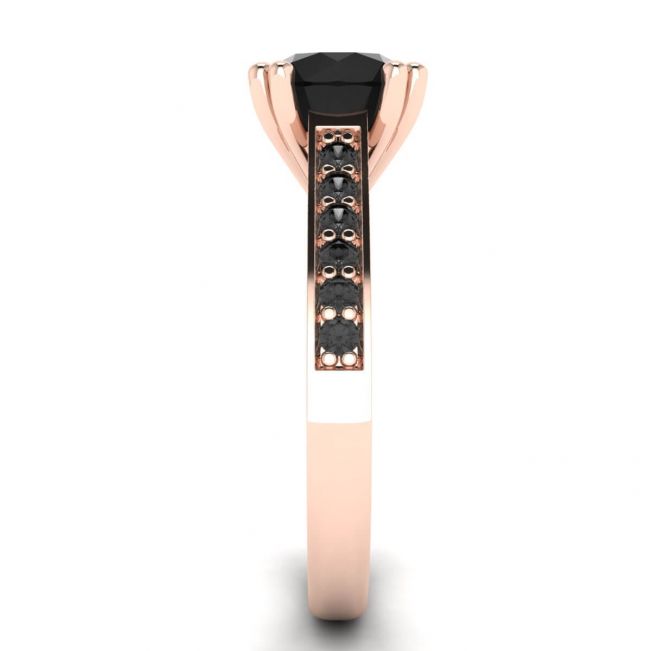 Diamante negro redondo con anillo de oro rosa de 18 quilates con pavé negro - Photo 2