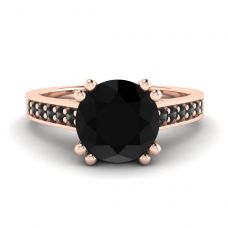 Diamante negro redondo con anillo de oro rosa de 18 quilates con pavé negro