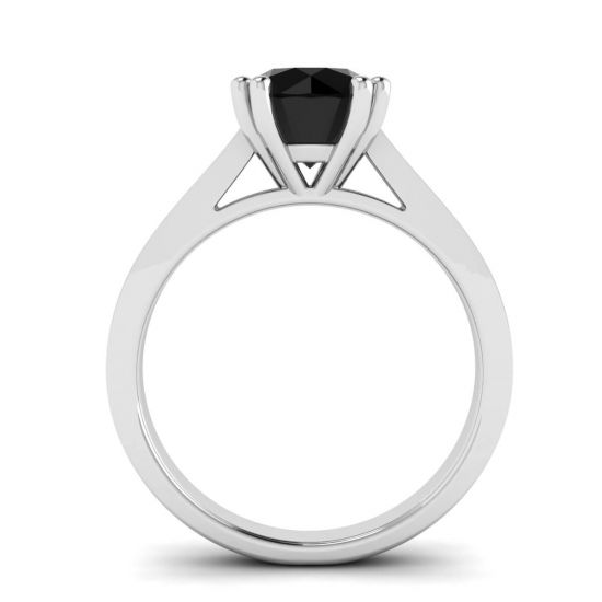 Diamante negro redondo con anillo de oro blanco 18 pavé negro, More Image 0