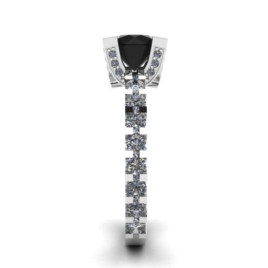 Anillo redondo de diamantes negros con lateral y pavé oculto, More Image 1