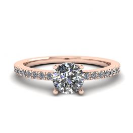 Anillo con pavé lateral de diamantes blancos en oro rosa de 18 quilates Anillo con pavé lateral de diamantes blancos en oro rosa de 18 quilates