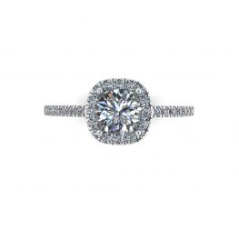 Anillo de diamante redondo estilo cojín