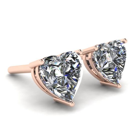 Aretes de diamantes en forma de corazón en oro rosa, More Image 1