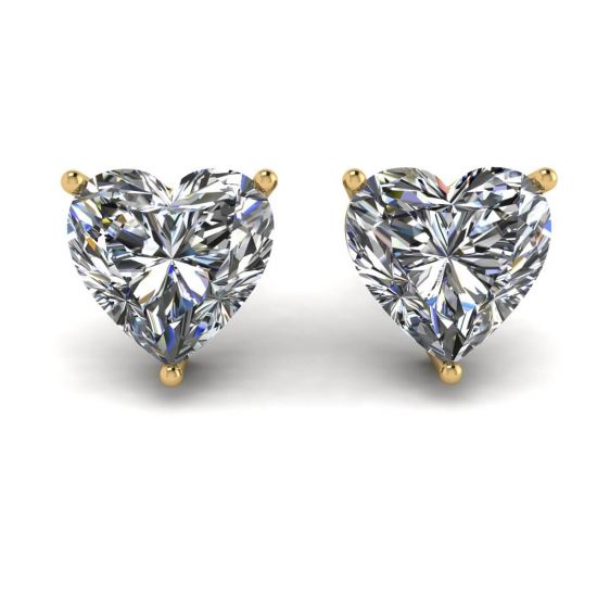 Aretes de diamantes en forma de corazón en oro amarillo, Image 1