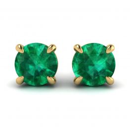 Aretes Clásicos de Esmeralda en Oro Amarillo