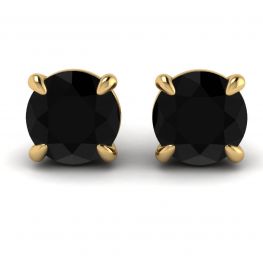 Pendientes de botón de diamantes negros de 5 mm Oro amarillo Pendientes de botón de diamantes negros de 5 mm Oro amarillo