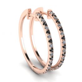 Aretes de Aro con Diamantes Blancos y Negros en Oro Rosa