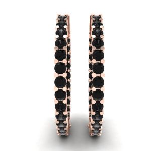 Pendientes de aro con diamantes negros en oro rosa - Photo 2