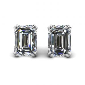 Aretes de diamantes de talla esmeralda