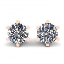 Aretes clásicos de diamantes en oro rosado de 18 quilates