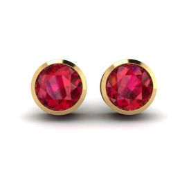 Aretes Rubí en Oro Amarillo