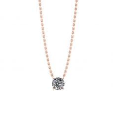 Collar clásico de diamantes solitarios en cadena fina en oro rosa