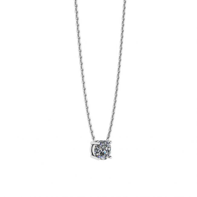 Collar de diamante solitario clásico en cadena delgada - Photo 1
