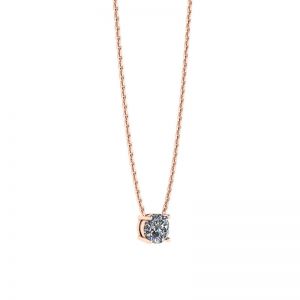 Collar clásico de diamantes solitarios en cadena fina en oro rosa - Photo 1