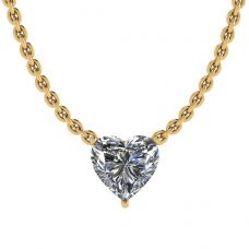 Collar Solitario Corazón Diamante en Cadena Fina Oro Amarillo