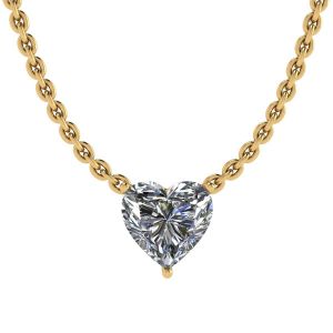 Collar Solitario Corazón Diamante en Cadena Fina Oro Amarillo