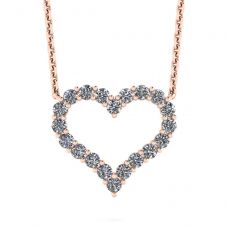 Collar Corazón de Diamantes en Oro Rosa de 18K
