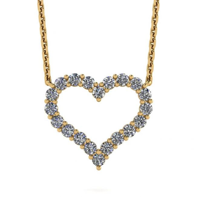 Collar Corazón de Diamantes en Oro Amarillo 18K
