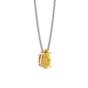 Collar de cadena de diamantes amarillos de lujo en forma de pera en oro rosa - Photo 1