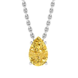 Collar de cadena con diamantes amarillos en forma de pera en oro blanco