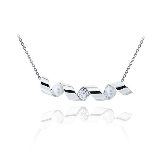 Collar Smile con Diamante de 0,33 ct y Perlas de Mar - Colección Ruban